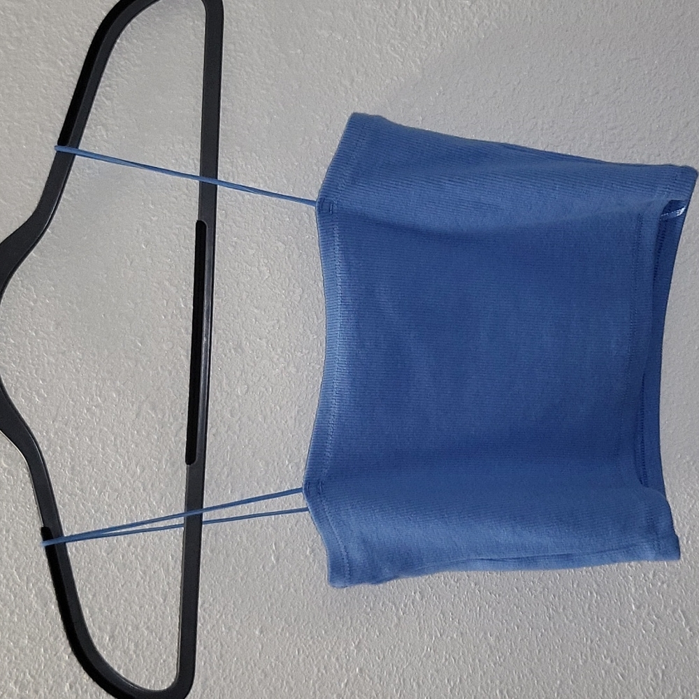 Blue ribber crop top spaghetti strap